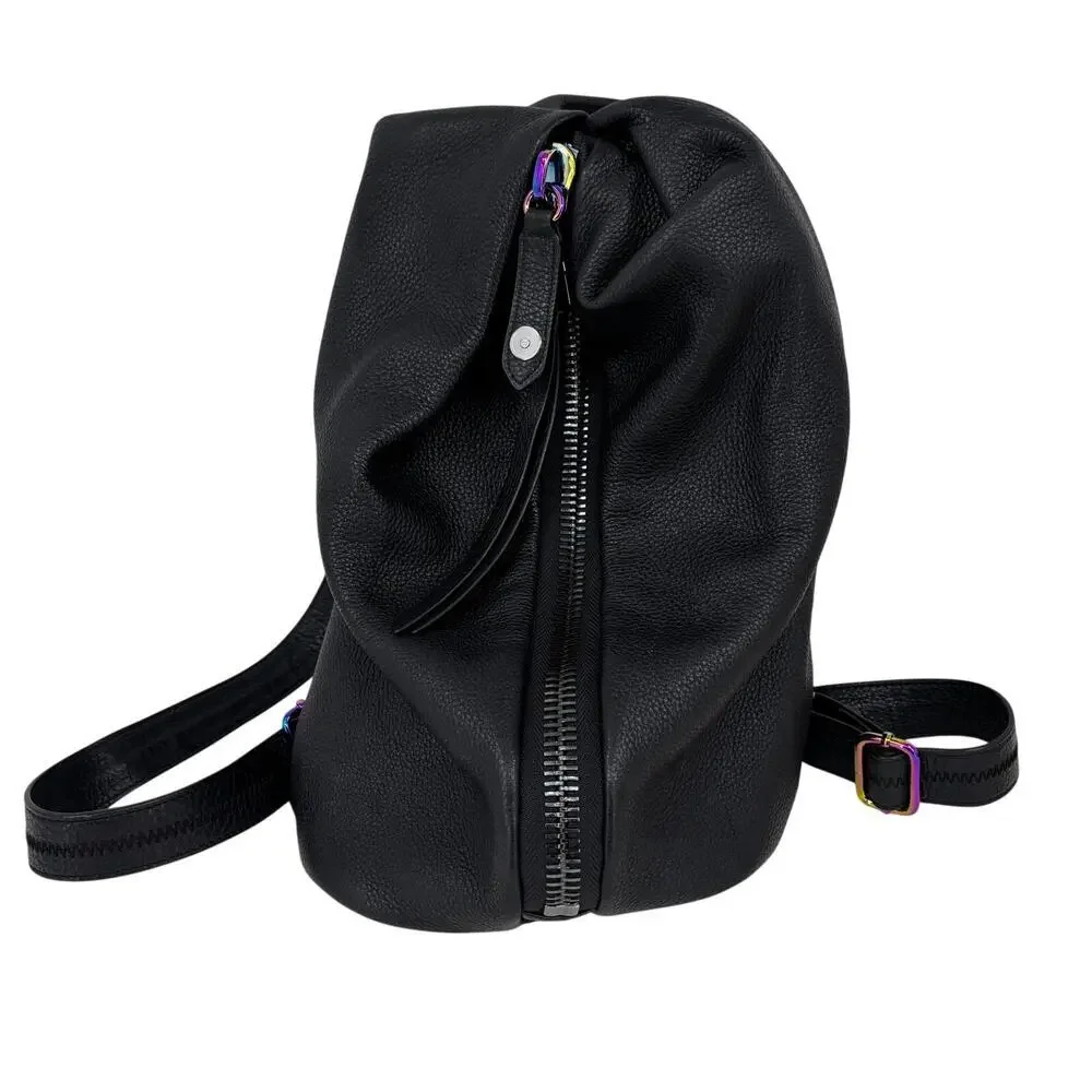 Aimee Kestenberg Tamitha Backpack‎ Black Pebbled Leather Handbag Purse